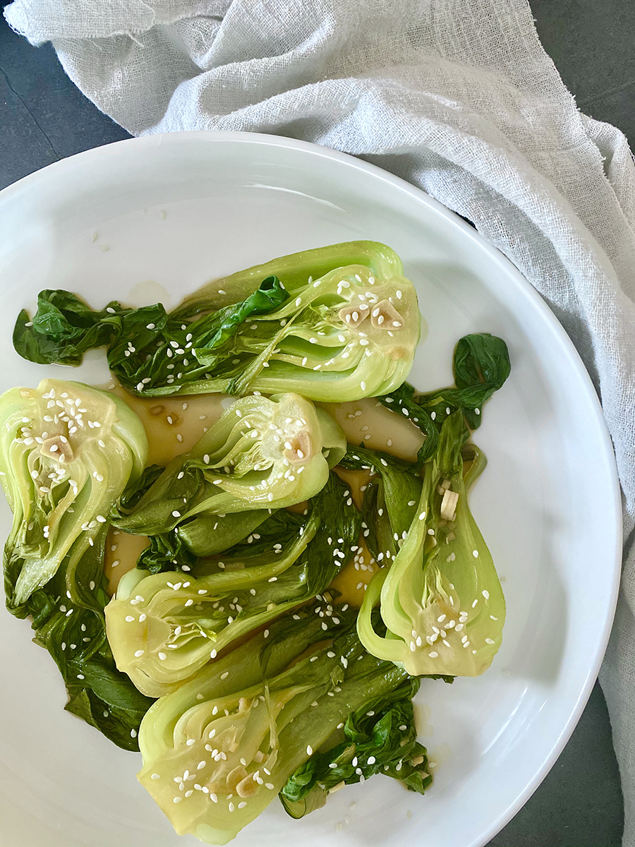 Soy Ginger Braised Bok Choy Sacha Served What