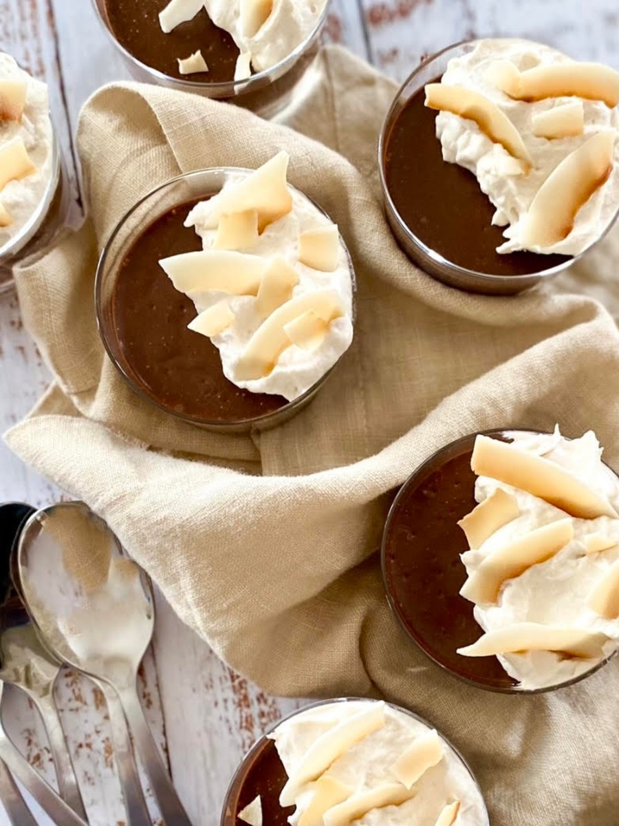 Chocolate Banana Coconut Pots de Crème, Sacha Served What