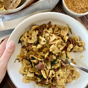 Caramelized Fennel and Duck Sausage Pasta, Sacha Served What
