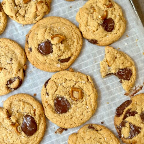 Peanut Butter Cookies with Chocolate Chips and Pretzels, Sacha Served What