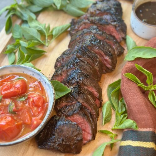 Balsamic Grilled Steak with a Buttery Tomato Sauce, Sacha Served What