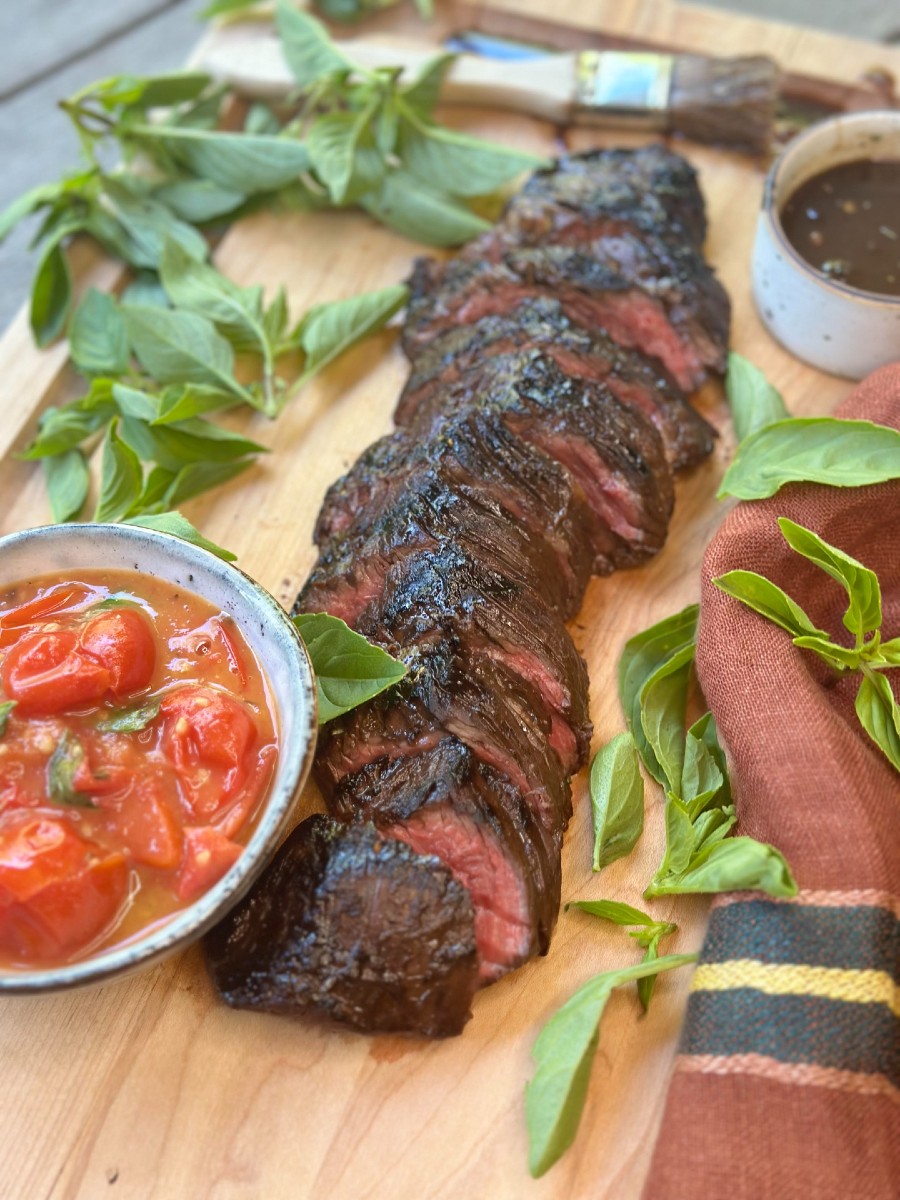 Balsamic Grilled Steak with a Buttery Tomato Sauce, Sacha Served What