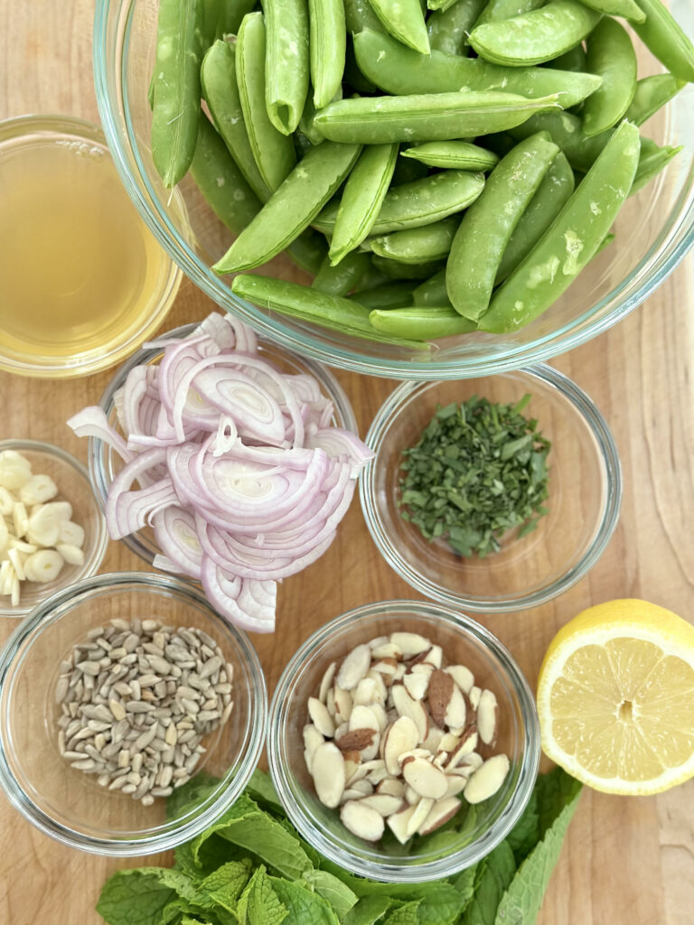 Sugar Snap Peas with Almonds and Sunflower Seeds Ingredients