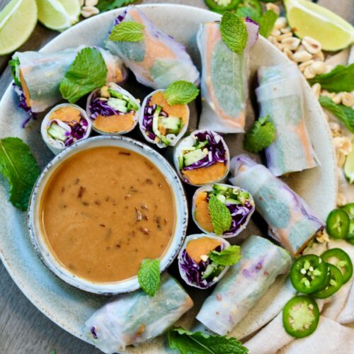 Sweet Potato Summer Rolls with Peanut Sauce, Sacha Served What