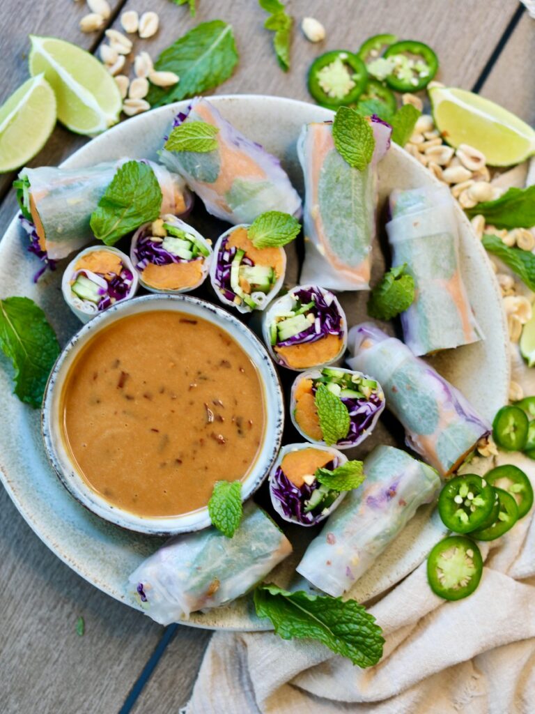 Sweet Potato Summer Rolls with Peanut Sauce, Sacha Served What