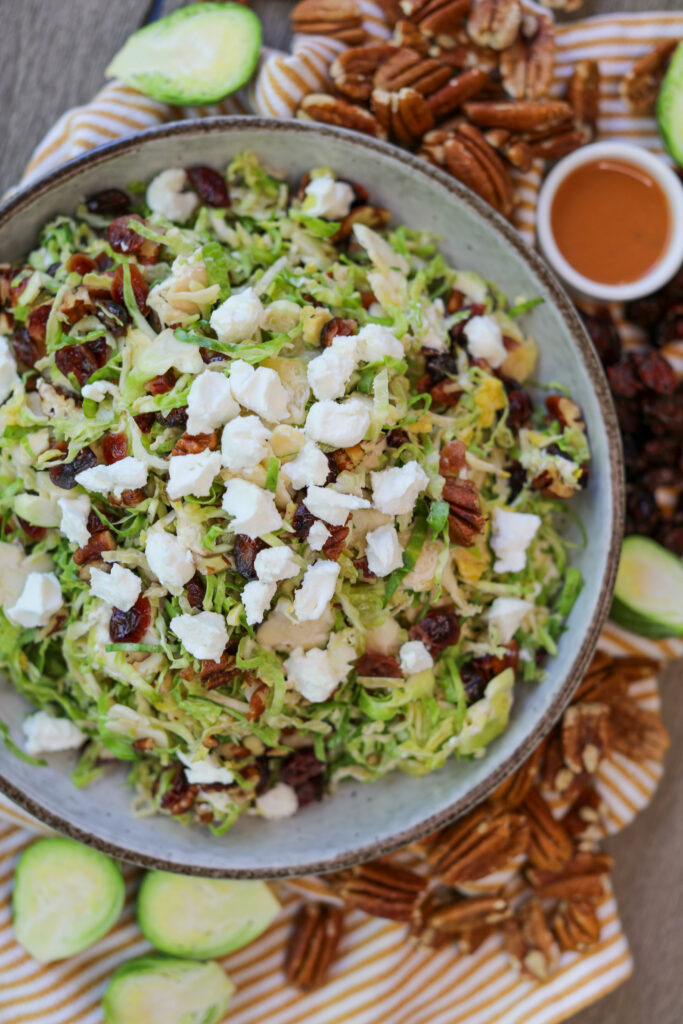 Shaved Brussels Sprouts Salad with a Cranberry Vinaigrette, Sacha Served What
