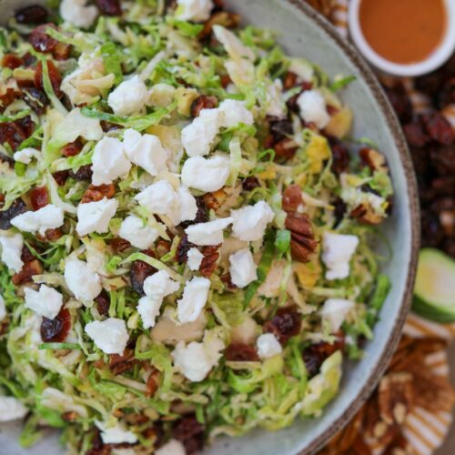 Shaved Brussels Sprouts Salad with a Cranberry Vinaigrette, Sacha Served What