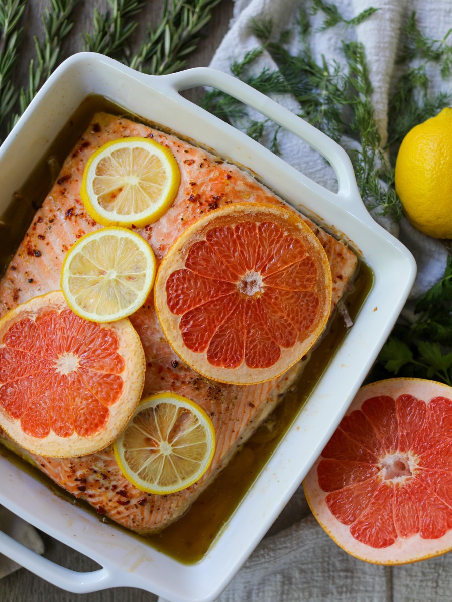 Slow Roasted Citrus Salmon, Sacha Served What