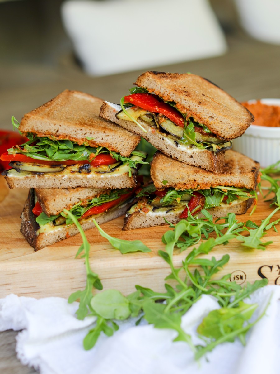 Eggplant Sandwich with Goat Cheese & Sun-Dried Tomato Pesto, Sacha Served What