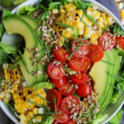 Grilled Corn Salad with a Basil Vinaigrette, Sacha Served What