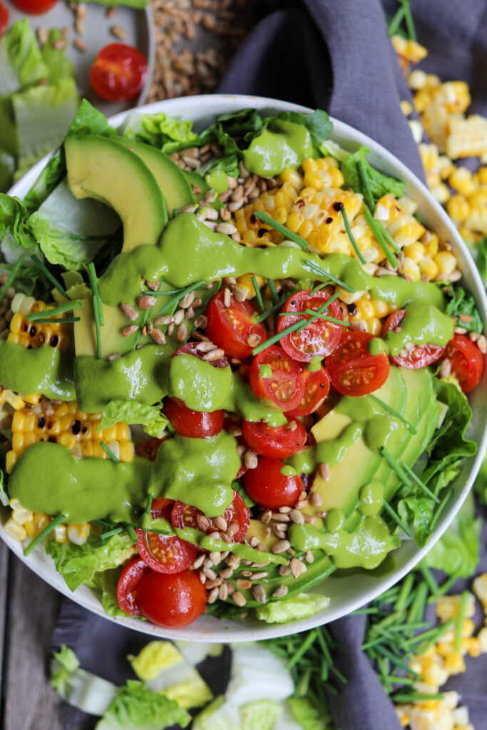 Grilled Corn Salad with a Basil Vinaigrette, Sacha Served What