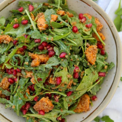 Crispy Quinoa Salad with Maple Tahini Dressing, Sacha Served What