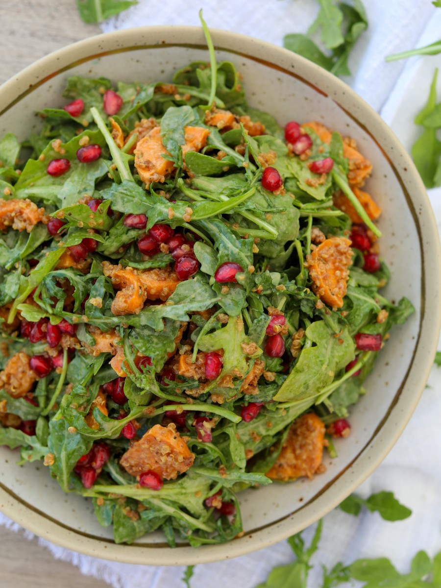 Crispy Quinoa Salad with Maple Tahini Dressing, Sacha Served What