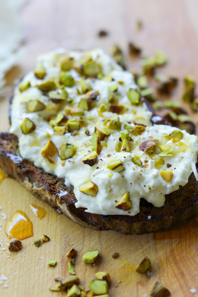 Burrata Toast with Pistachios and Honey, Sacha Served What