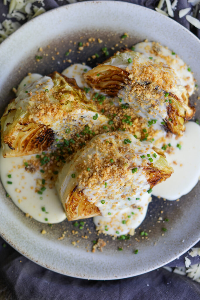 Charred Cabbage with Cheese Sauce, Sacha Served What