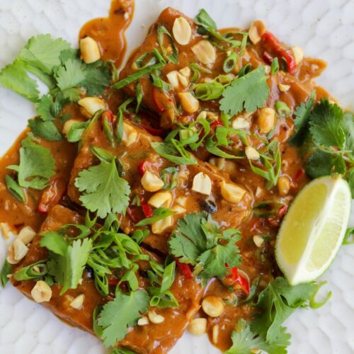 Crispy Tofu with Peanut Sauce, Sacha Served What