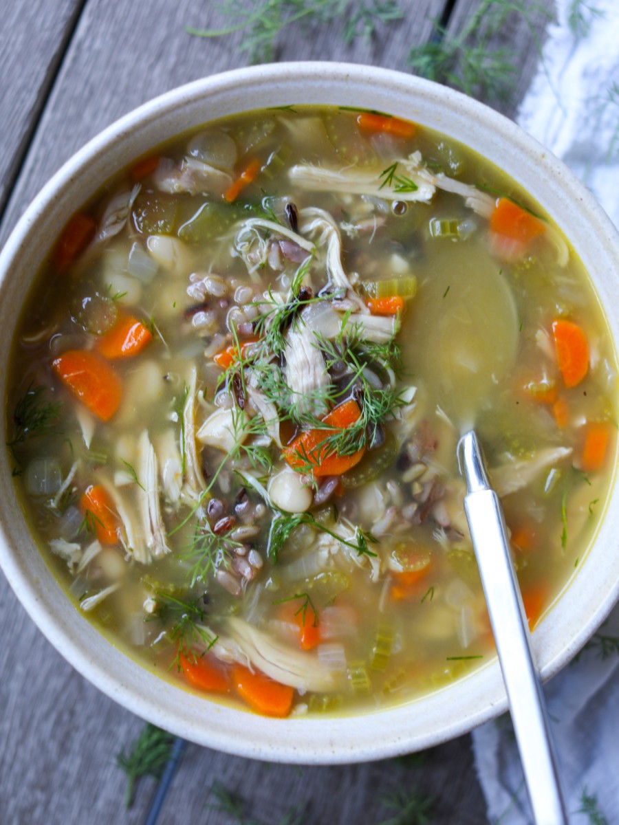 Chicken Soup with Wild Rice & White Beans, Sacha Served What