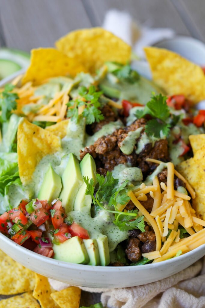 Beef Taco Salad with Pickled Jalapeño Ranch Dressing, Sacha Served What