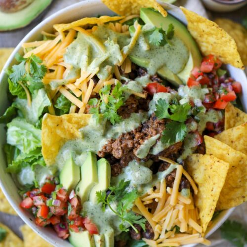 Taco Salad with Pickled Jalapeño Ranch Dressing, Sacha Served What