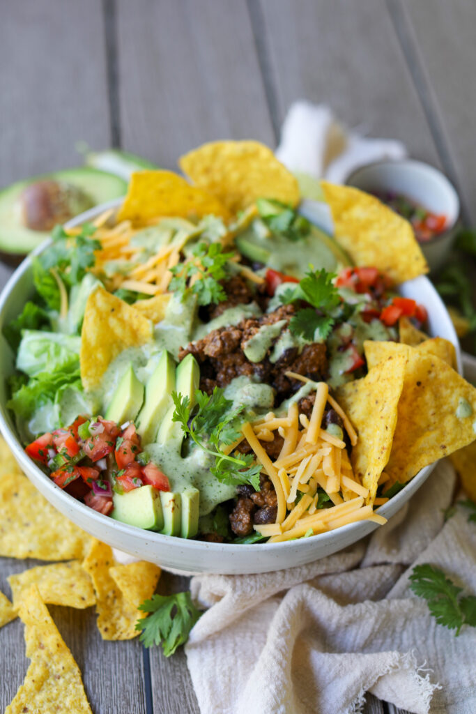 Beef Taco Salad with Pickled Jalapeño Ranch Dressing, Sacha Served What